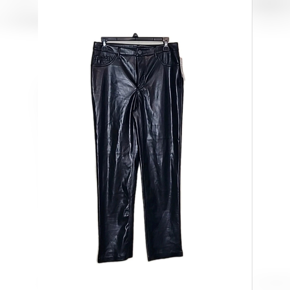 Joie Limited Edition women's faux leather straight leg pant in black, size 2, - Picture 3 of 16